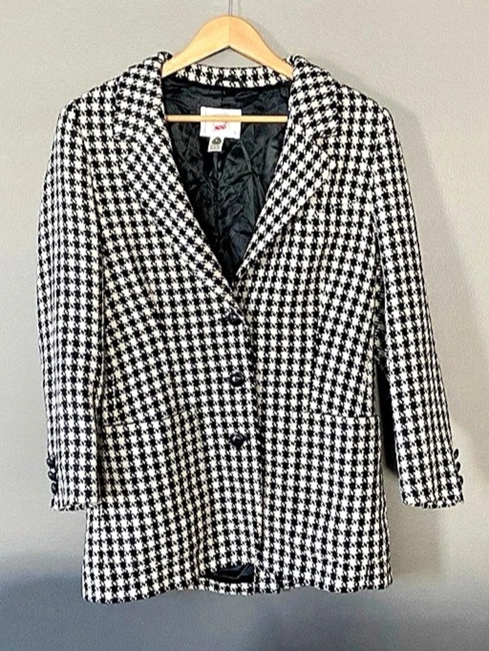 Vintage Mondi Houndstooth Wool 80s Blazer Women’s Size 36/S, Like New